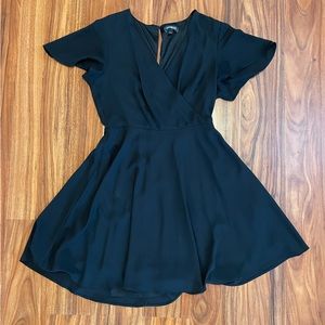 Little black dress, v neck, flutter sleeves, Express